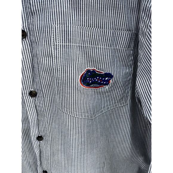 Three Square University Of Florida Gators Men's LG Navy White Dress Shirt - Picture 2 of 4